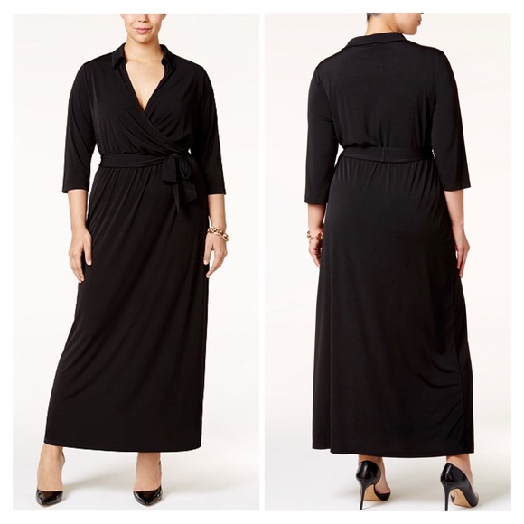 NY Collection Dresses & Skirts - 1X 2X NY Collection Black Faux Wrap Maxi Dress